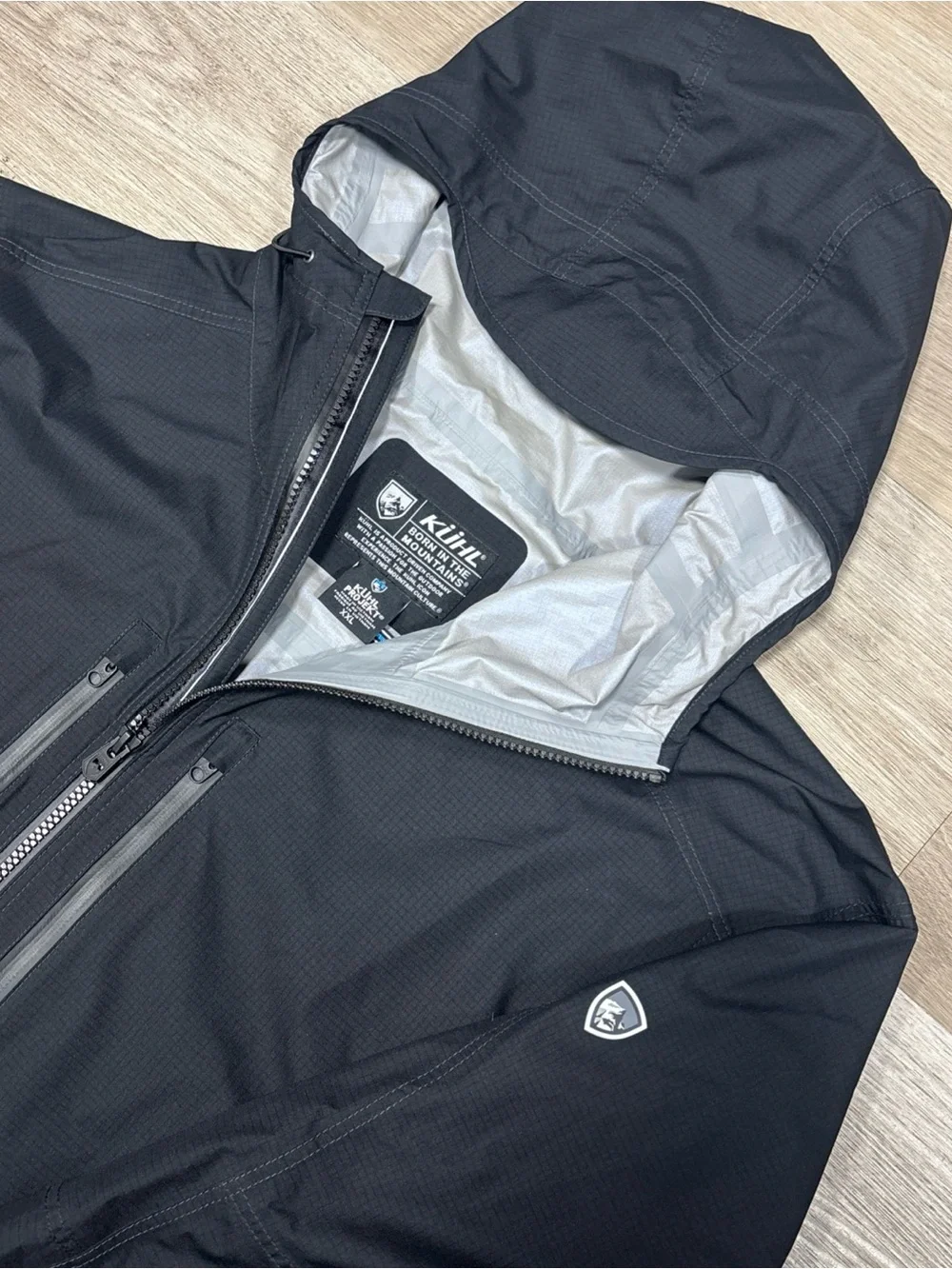 Kuhl Projekt Jetstream Jacket Mens Sz XXL Rain Shell Windbreaker Hiking Black